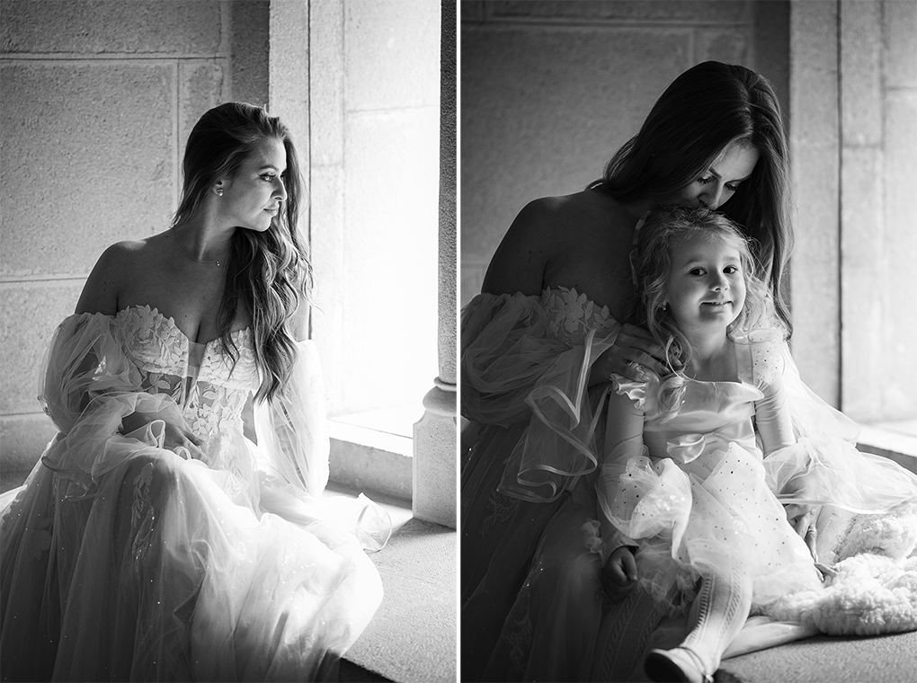 Čiernobiela nevesta Čiernobiela snímka nevesty a družičky, svadobný fotograf.